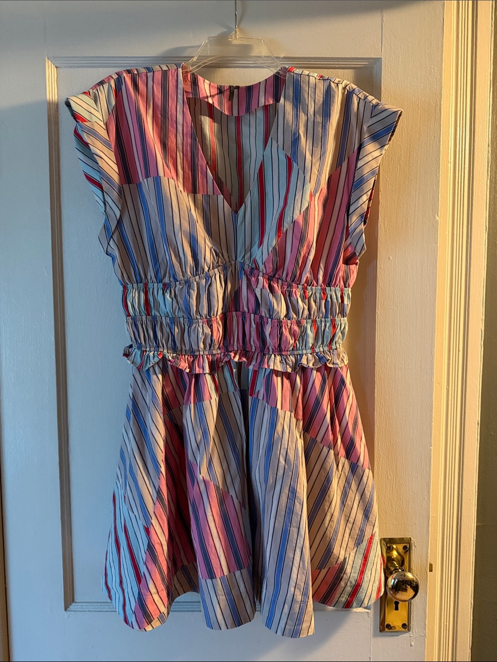 Anthropologie Pink, Blue & White Striped Mini Dress